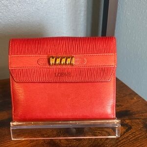 Loewe Red Leather Wallet with Gold Accent